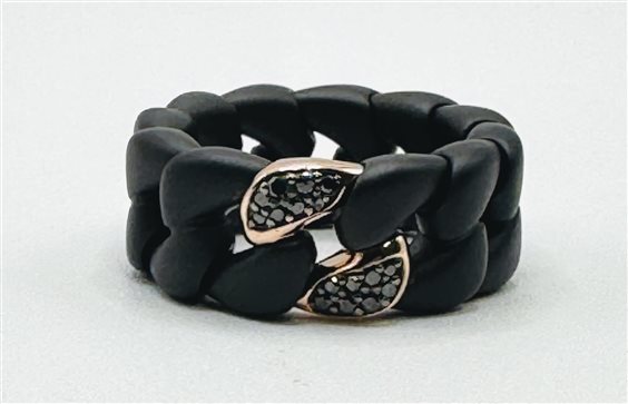 Anello Casciola Gioielli Donna CUBANA in Ceramica Diamante Black 0.14 Ct CU1NS1DNOR - CU1NS1DNOR